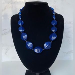 Marbled Blue Beads Necklace